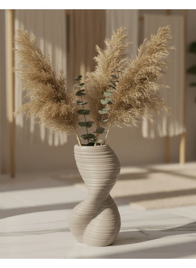 AKDC Modern Ceramic Decorative Flower Vase – Light Brown Elegant Artistic Shape for Home Décor, 20 × 10 cm - Image 2
